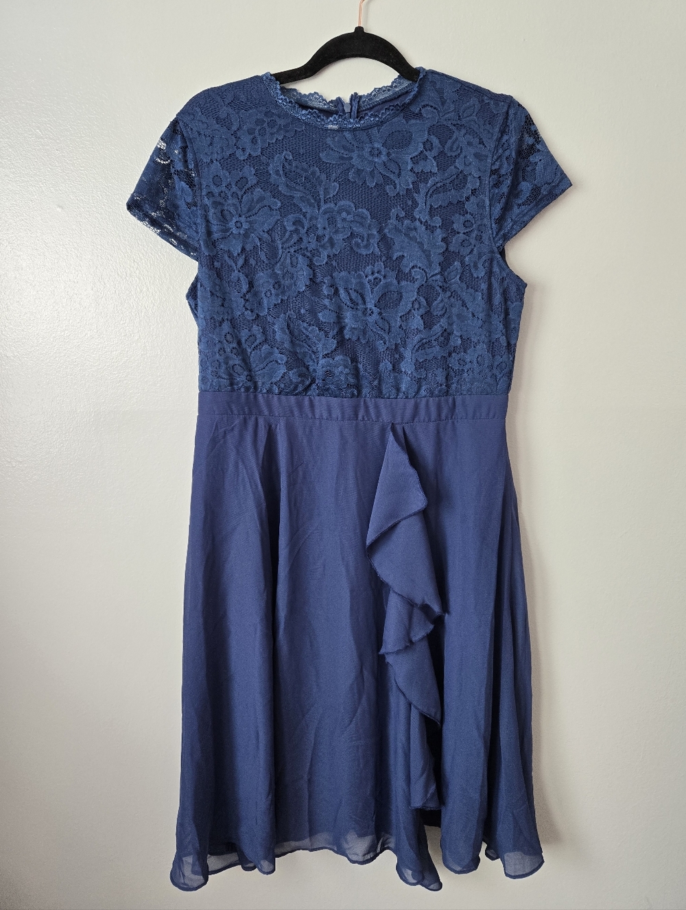NWT JJ's House Blue Lace Ruffle Cocktail Dress Wedding Guest Formal Evening XL